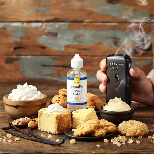 Gen4 A warm, cinematic product photo of a premium vape e-liquid bottle labeled “Nonna’s Best” on a-2