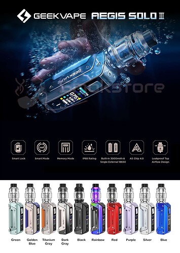 Geekvape-Aegis-Solo-3-S100-Mod-Kit-3000mAh-With-Z-Subohm-2021-Tank-5.5ml-Colors