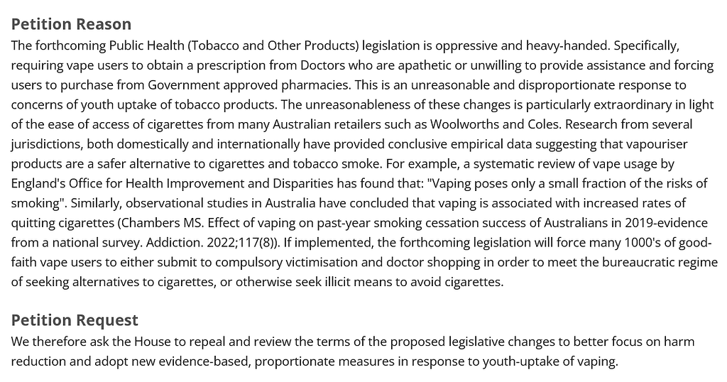 Repeal and Review Proposed March 1st 2024 Vape Ban in Australia