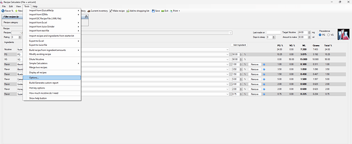 Juice Calc Options 1