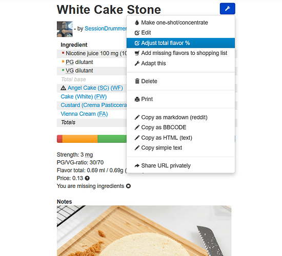 2. Edit Flavor Percentage