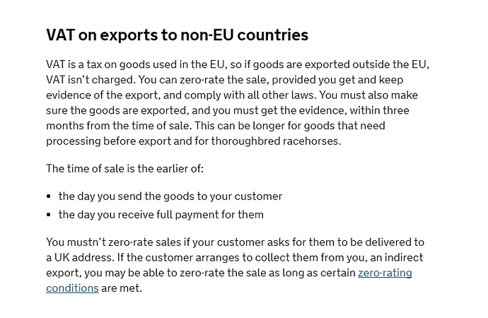 VAT on exports to non-EU countries