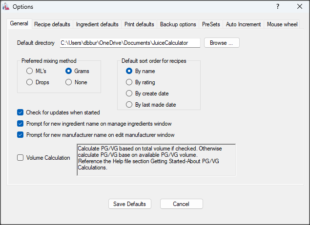 Juice Calc Options 2